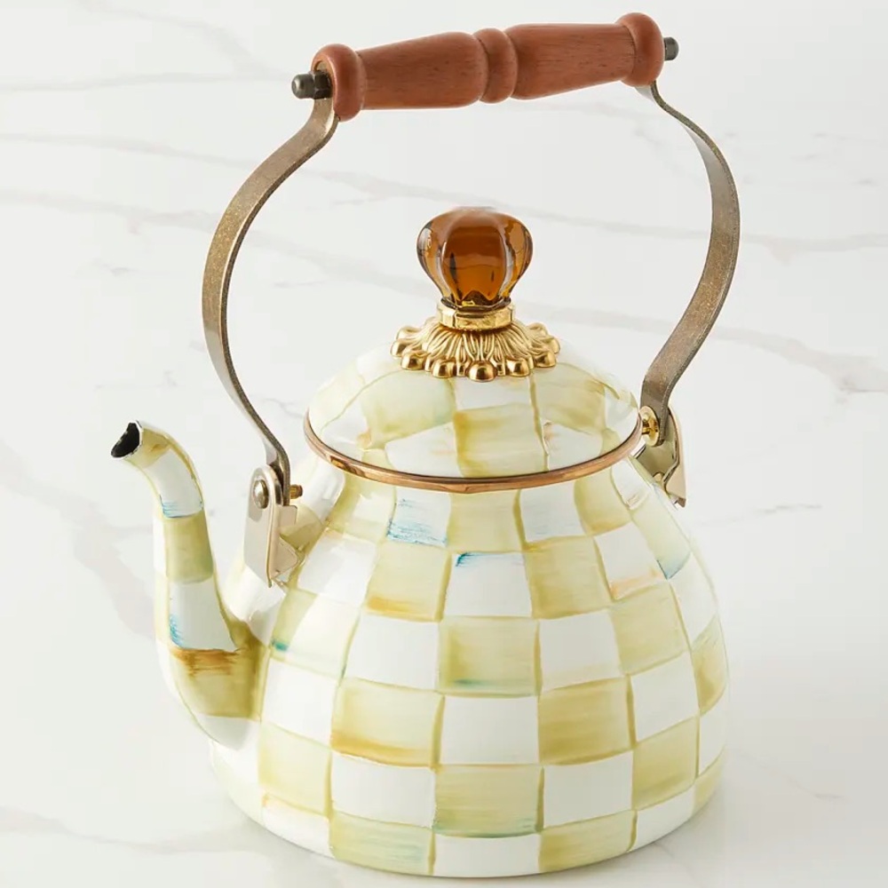 MacKenzie-Childs Parchment Check 2-Quart Tea Kettle